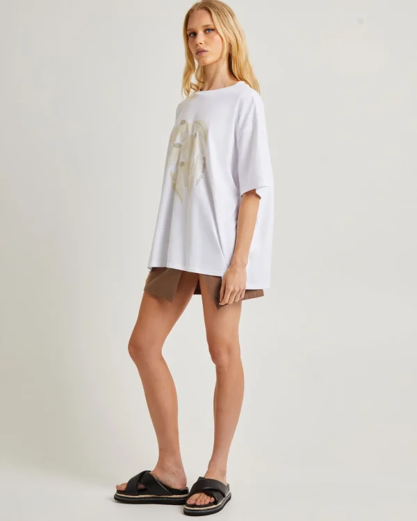 Store SUBTITLED Sandy Oversized Short Sleeve T-Shirt In White