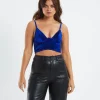 New LOVE NOTES Sarita Wire Front Velvet Corset Blue