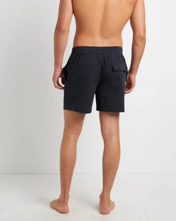 Fashion ARVUST Seesucker Stripe Boardshorts In Black