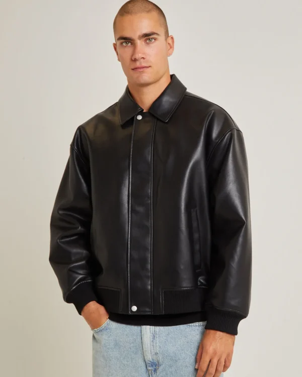 Fashion BLACK NOISE WHITE RAIN Seidler Bomber Jacket Black