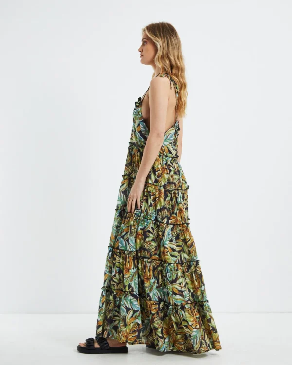 Store CHARLIE HOLIDAY Senorita Maxi Dress Tropical Palm