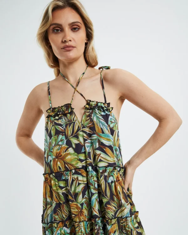 Store CHARLIE HOLIDAY Senorita Maxi Dress Tropical Palm
