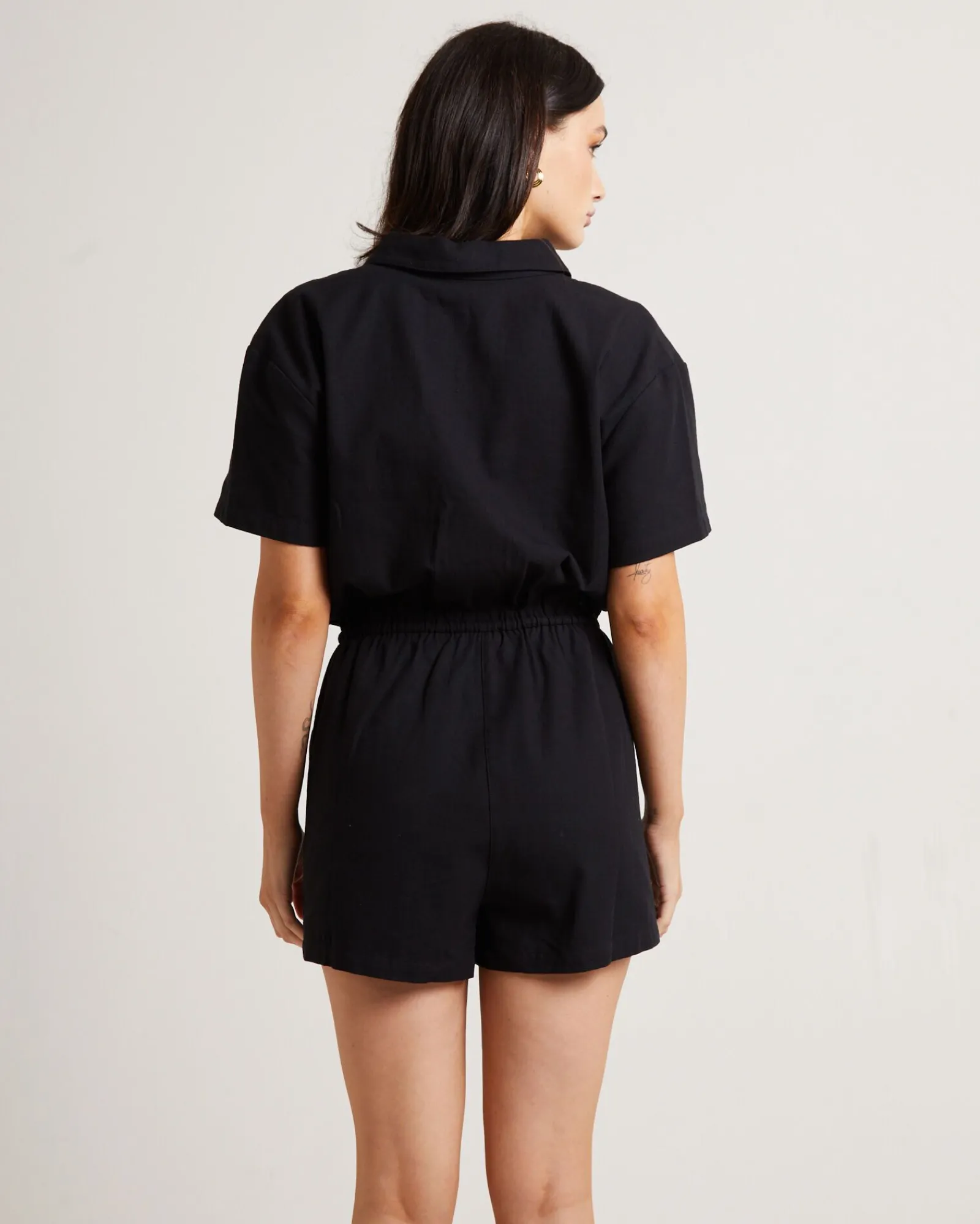 shelley_short_sleeve_play_1.webp Clearance SUBTITLED Shelley Short Sleeve Playsuit In Black