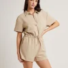 Fashion SUBTITLED Shelly Short Sleeve Playsuit In Oat