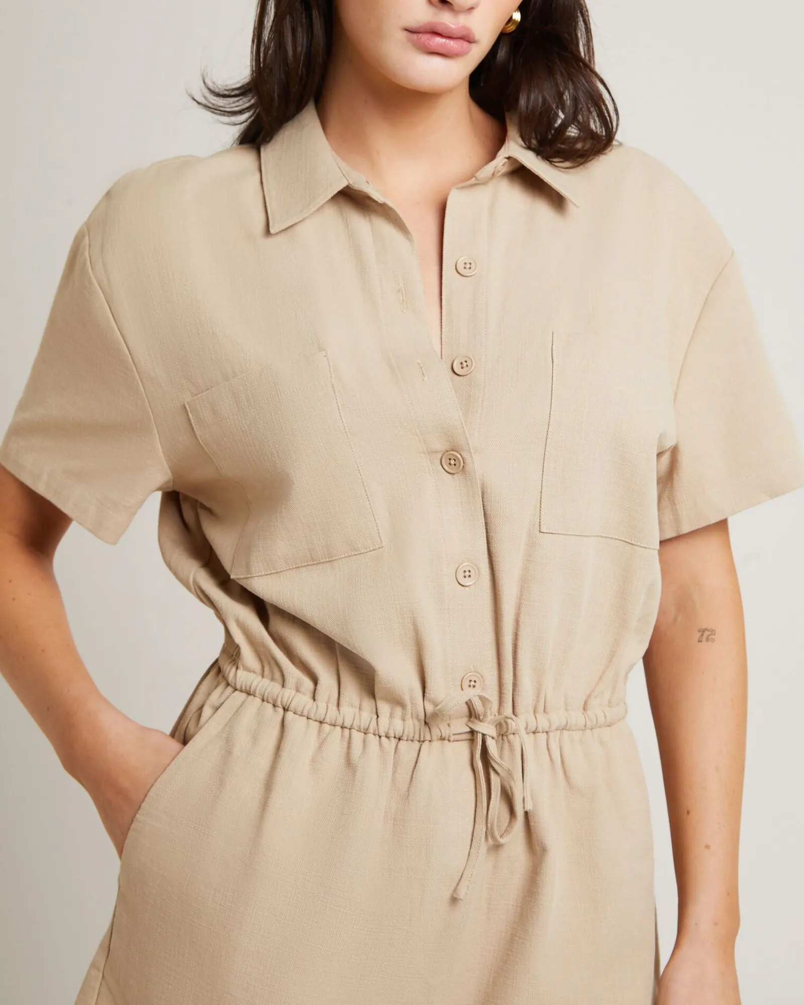 shelly_short_sleeve_plays_4.webp Fashion SUBTITLED Shelly Short Sleeve Playsuit In Oat
