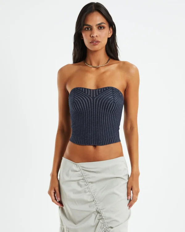Sale MOTEL ROCKS Sinan Tube Top Two Tone Navy