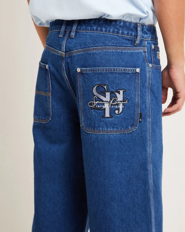 Shop SPENCER PROJECT 3/4 Skate Denim Jorts In Y2K Indigo