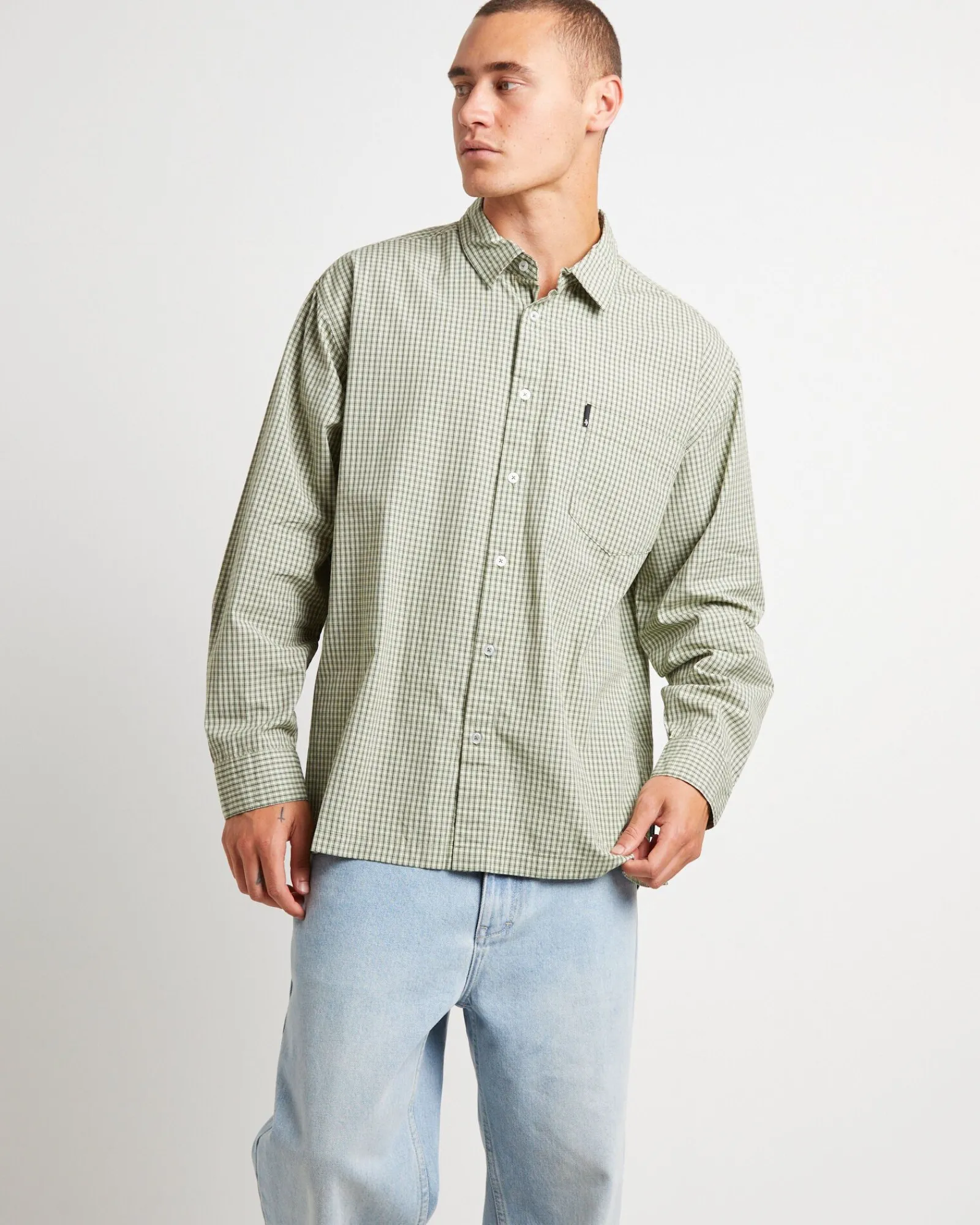 skate_long_sleeve_shirt_i_0.webp Shop SPENCER PROJECT Skate Long Sleeve Shirt In Fatigue Green
