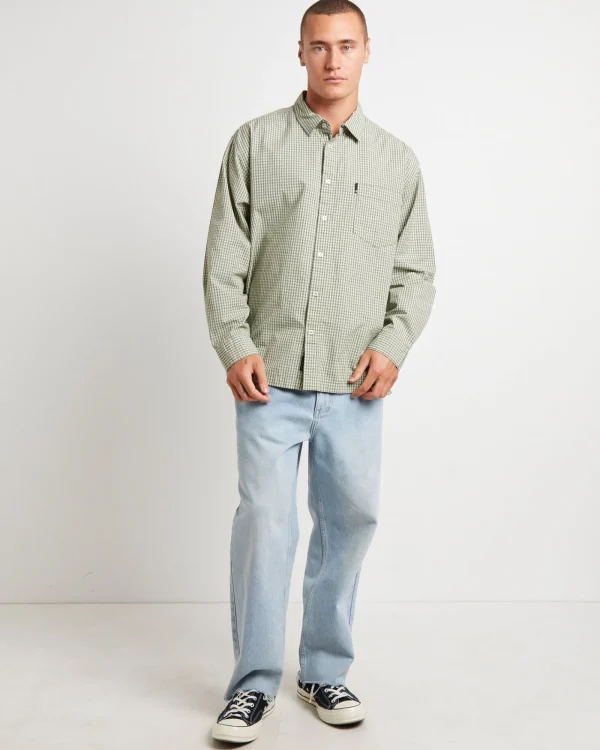 Shop SPENCER PROJECT Skate Long Sleeve Shirt In Fatigue Green
