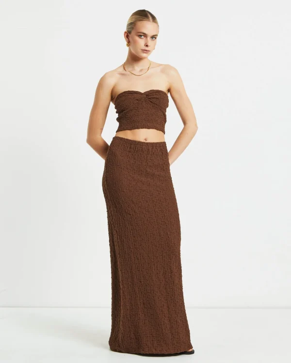 Flash Sale SUBTITLED Skyla Texture Twist Bandeau Top In Hazelnut Brown