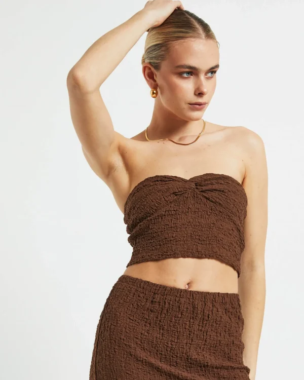 Flash Sale SUBTITLED Skyla Texture Twist Bandeau Top In Hazelnut Brown