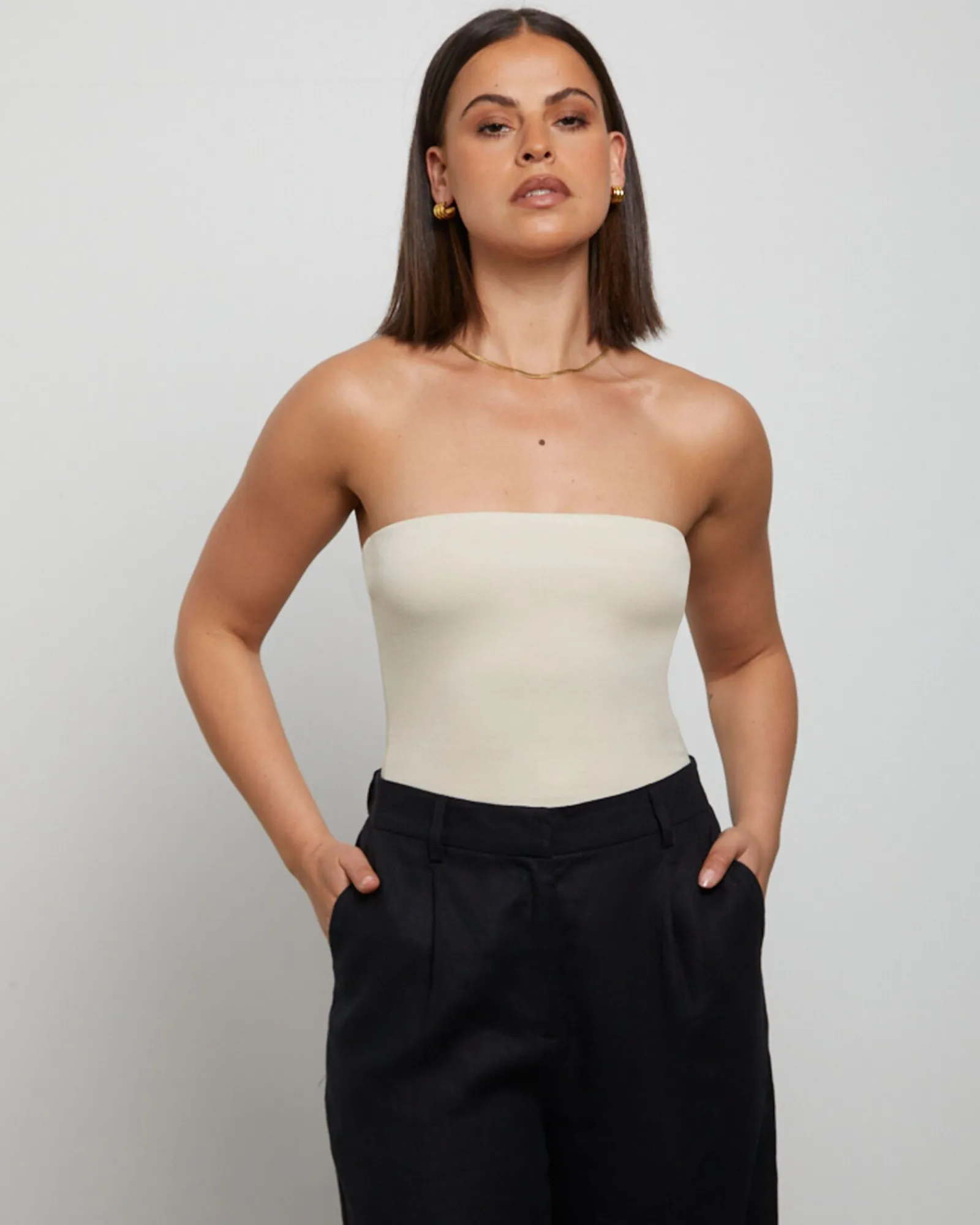 slinky_strapless_top_in_v_0.webp Online GENERAL PANTS CO. BASICS Slinky Strapless Top In Vintage Stone