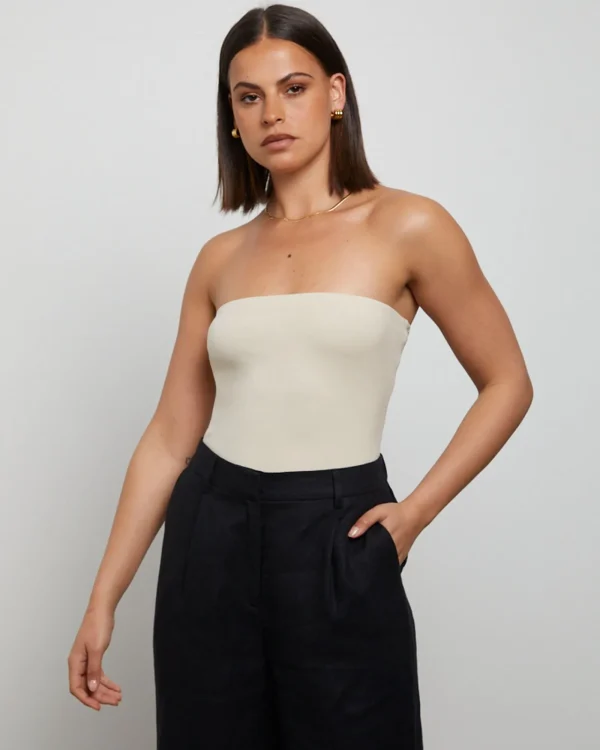 Online GENERAL PANTS CO. BASICS Slinky Strapless Top In Vintage Stone