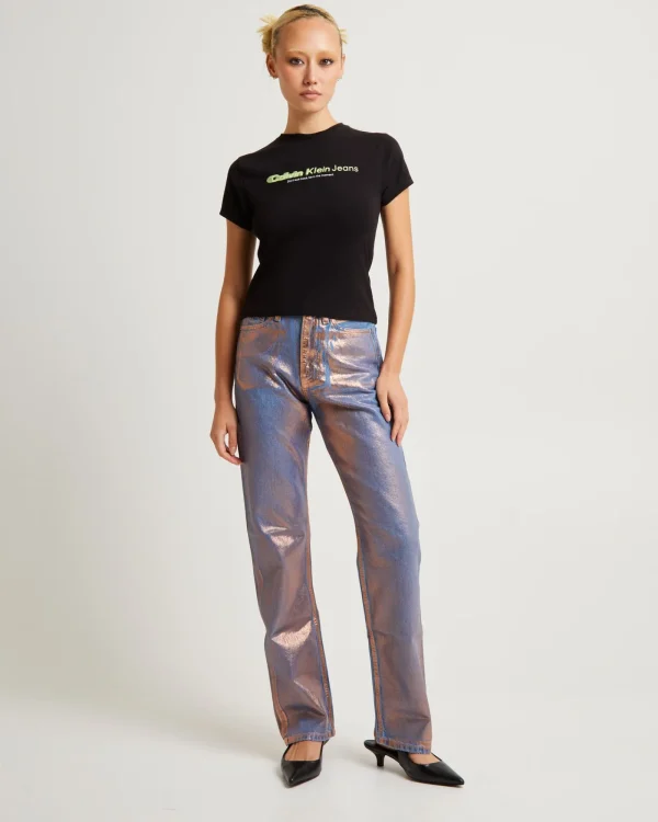 Outlet CALVIN KLEIN Slogan Fitted Tee Black