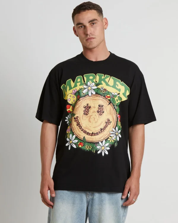Best MARKET Smiley Decomposition Short Sleeve T-Shirt In Vintage Black
