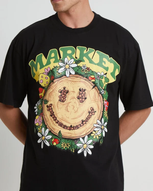 Best MARKET Smiley Decomposition Short Sleeve T-Shirt In Vintage Black