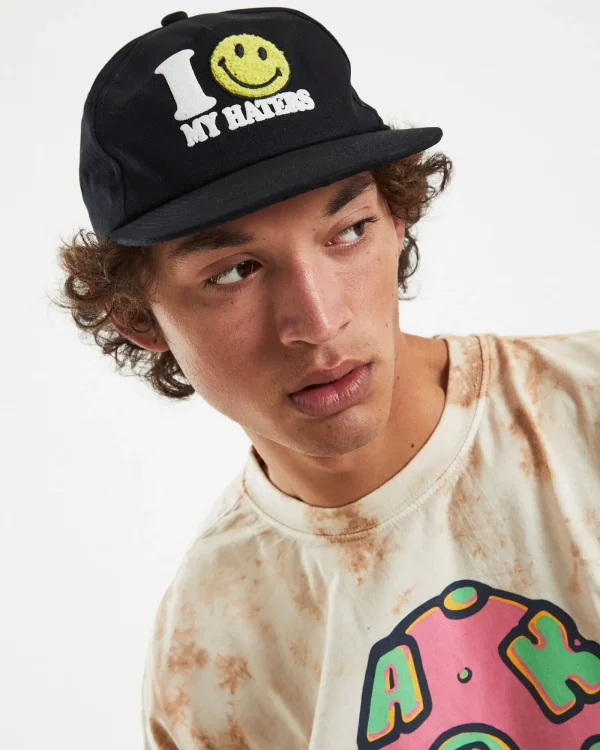 Best MARKET Smiley Haters 5 Panel Hat Vintage Black