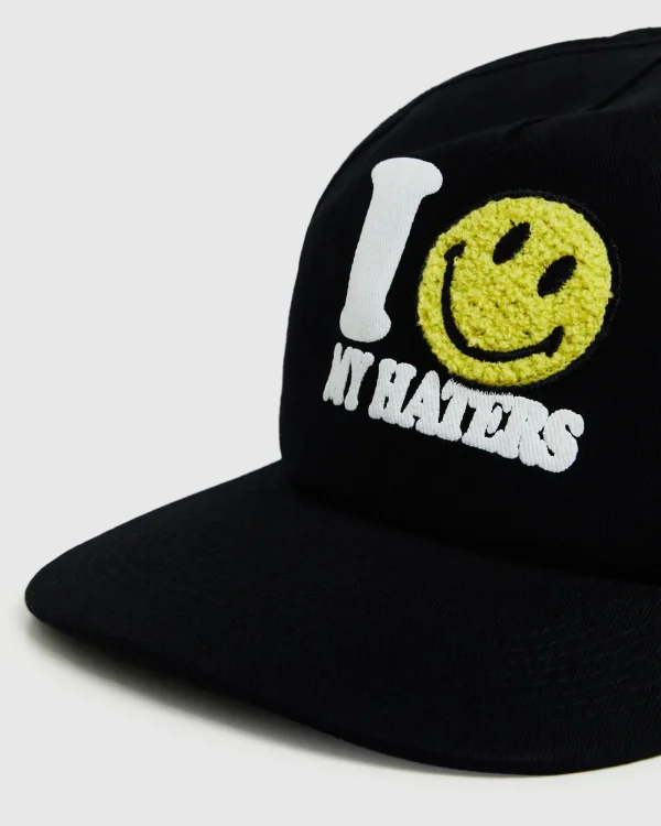 Best MARKET Smiley Haters 5 Panel Hat Vintage Black