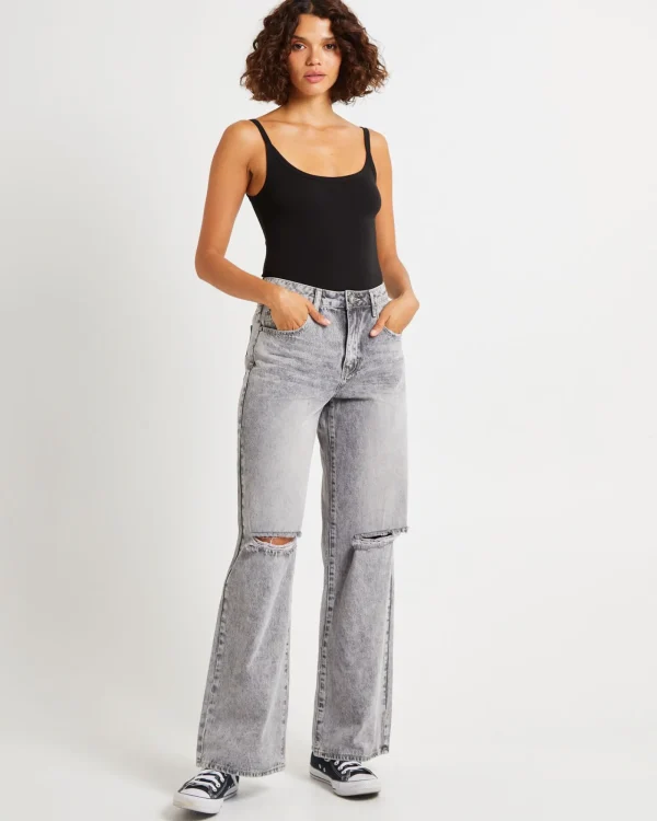 Cheap ONE TEASPOON Smoke Jackson Mid Waist Wide Jeans
