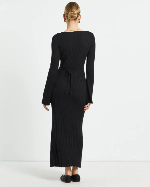Store SUBTITLED Sophie Long Sleeve Rib Knit Dress Black