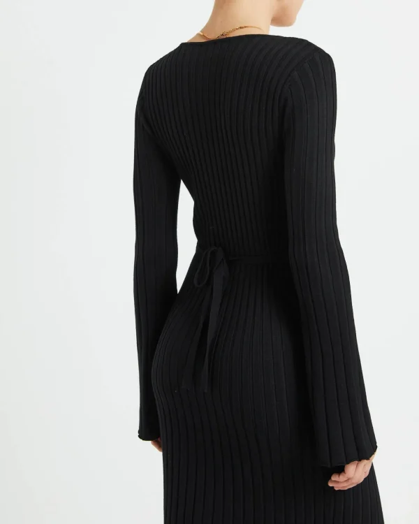 Store SUBTITLED Sophie Long Sleeve Rib Knit Dress Black