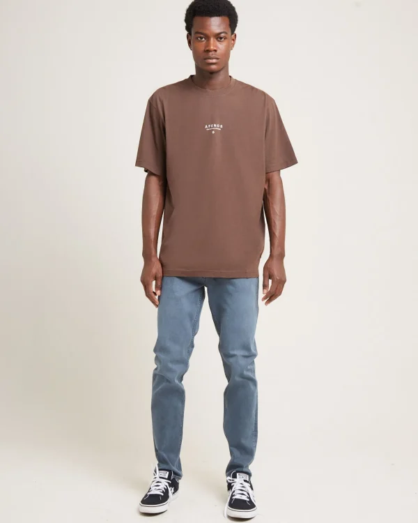 New AFENDS Space Recycled Retro Fit Short Sleeve T-Shirt Coffee