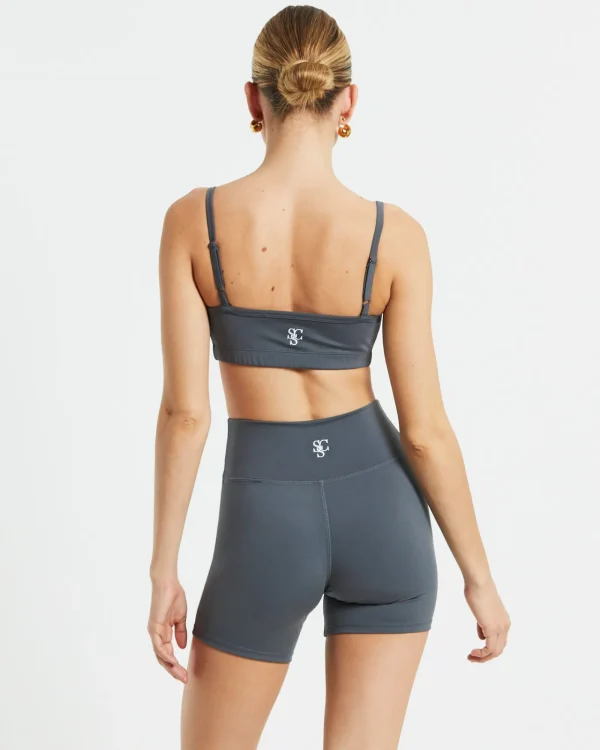 Fashion SUBTITLED SPORTS CLUB Sports Strappy Crop Top In Charcoal Grey