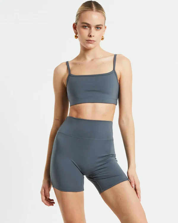 Fashion SUBTITLED SPORTS CLUB Sports Strappy Crop Top In Charcoal Grey