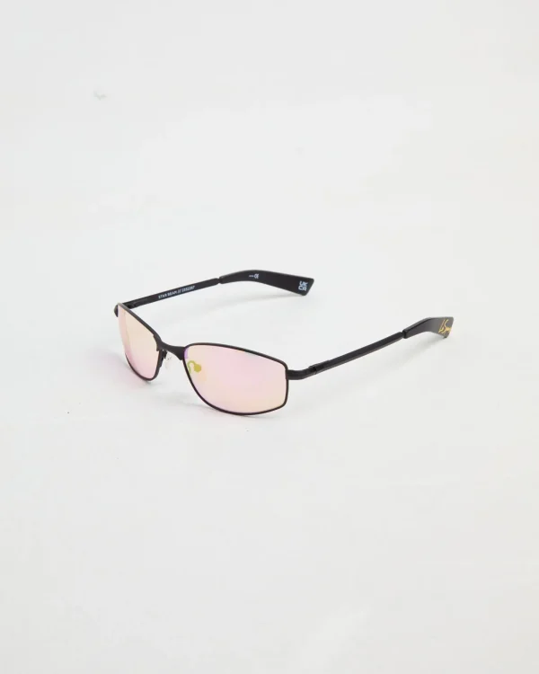 Flash Sale LE SPECS Star Beam Sunglasses In Matte Black/Pink Mirror