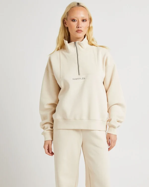 Clearance SUBTITLED State Panelled Zip Front Fleece Oat