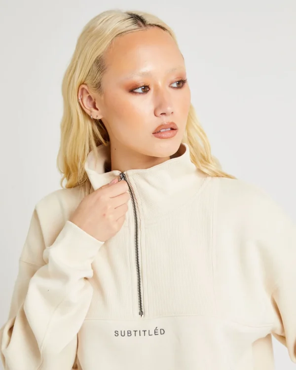 Clearance SUBTITLED State Panelled Zip Front Fleece Oat