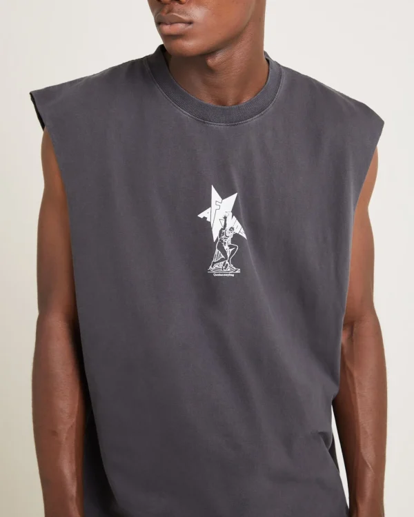 Fashion AFENDS Statue Recycled Sleeveless Tee Stone Black
