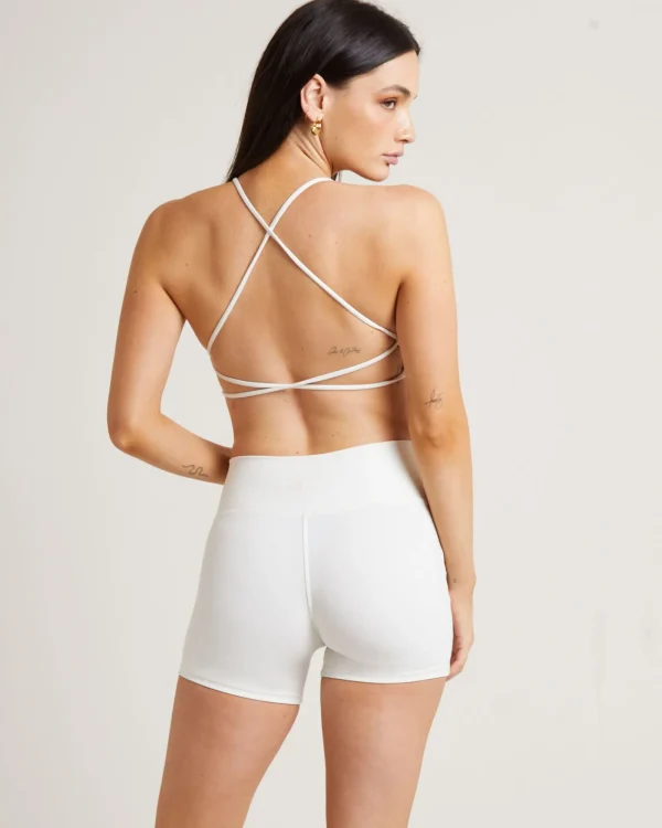 Sale SUBTITLED SPORTS CLUB Stringy Cross Back Crop Top In White
