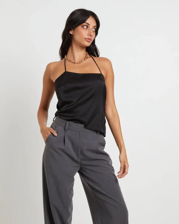 Flash Sale ALICE IN THE EVE Suki Silky Asymmetric Top In Black