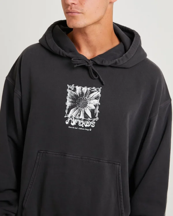 Best AFENDS Sunflower Recycled Pull On Hoodie Charcoal