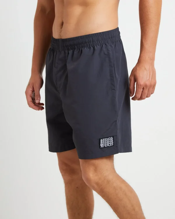 Store AFENDS Surf Related Hemp Fixed Waist Swim Shorts In Black