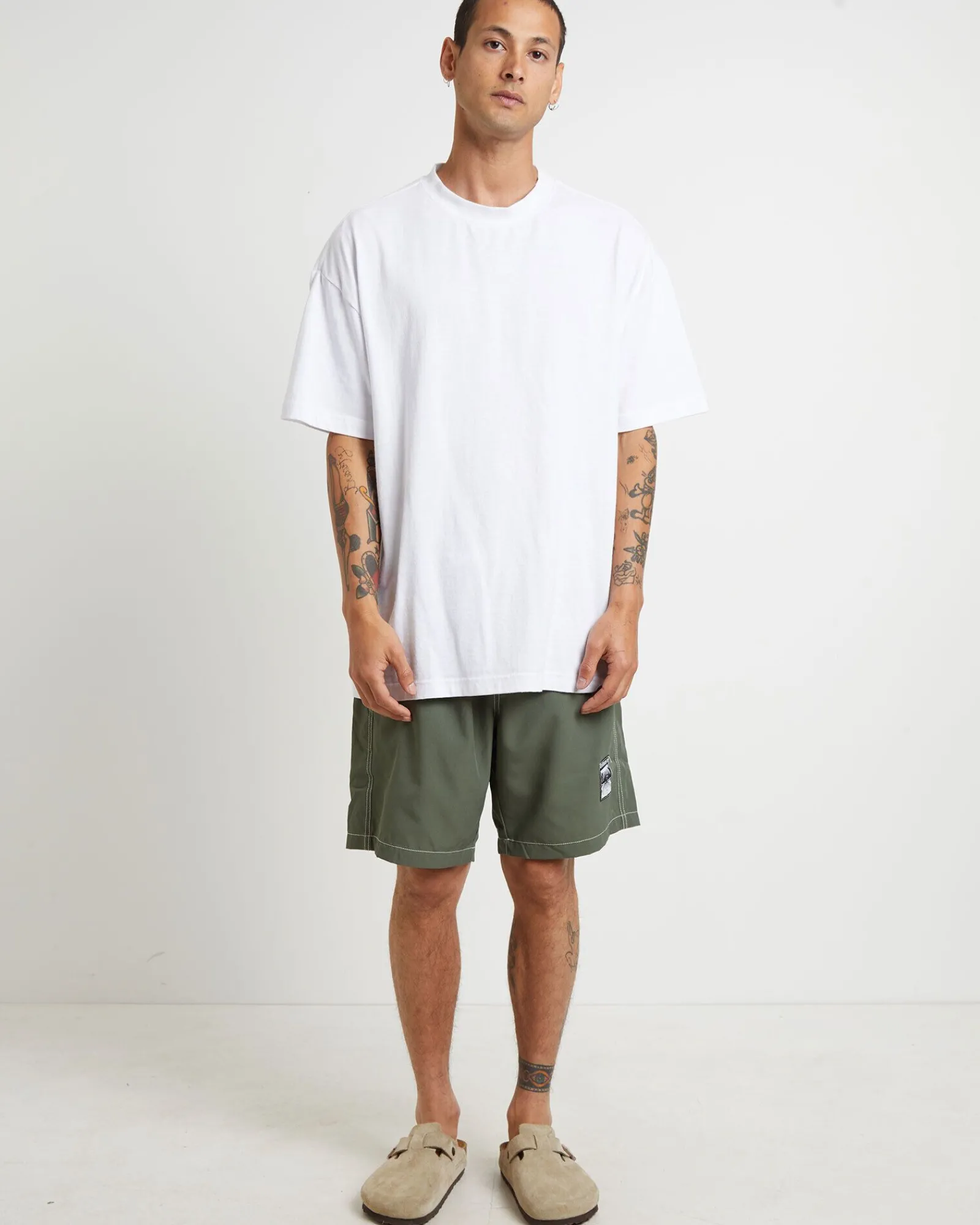 swans_baggy_trunk_boardsh_0.webp Cheap FORMER Swans Baggy Trunk Boardshorts In Army Green