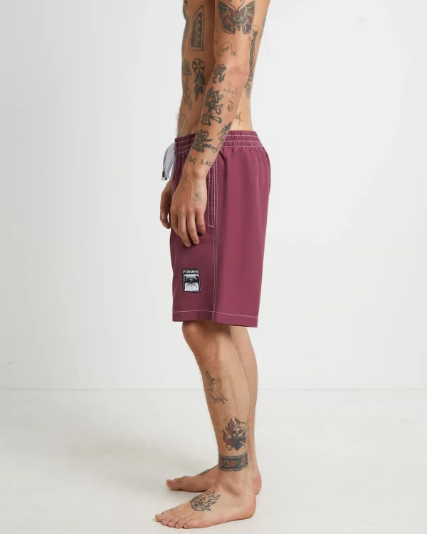 Discount FORMER Swans Baggy Trunk Boardshorts In Crimson