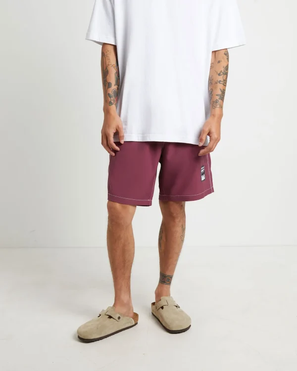 Discount FORMER Swans Baggy Trunk Boardshorts In Crimson