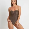 Shop INSIGHT Tahnee Lurex One Piece Swim In Chocolate Brown
