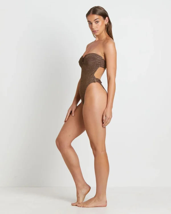 Shop INSIGHT Tahnee Lurex One Piece Swim In Chocolate Brown