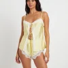 Cheap LOVE NOTES Tao Tie Front Long Line Cami In Lemon