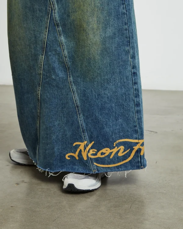 Fashion NEON HART Tatiana Midi Denim Skirt In Vintage Tint Blue