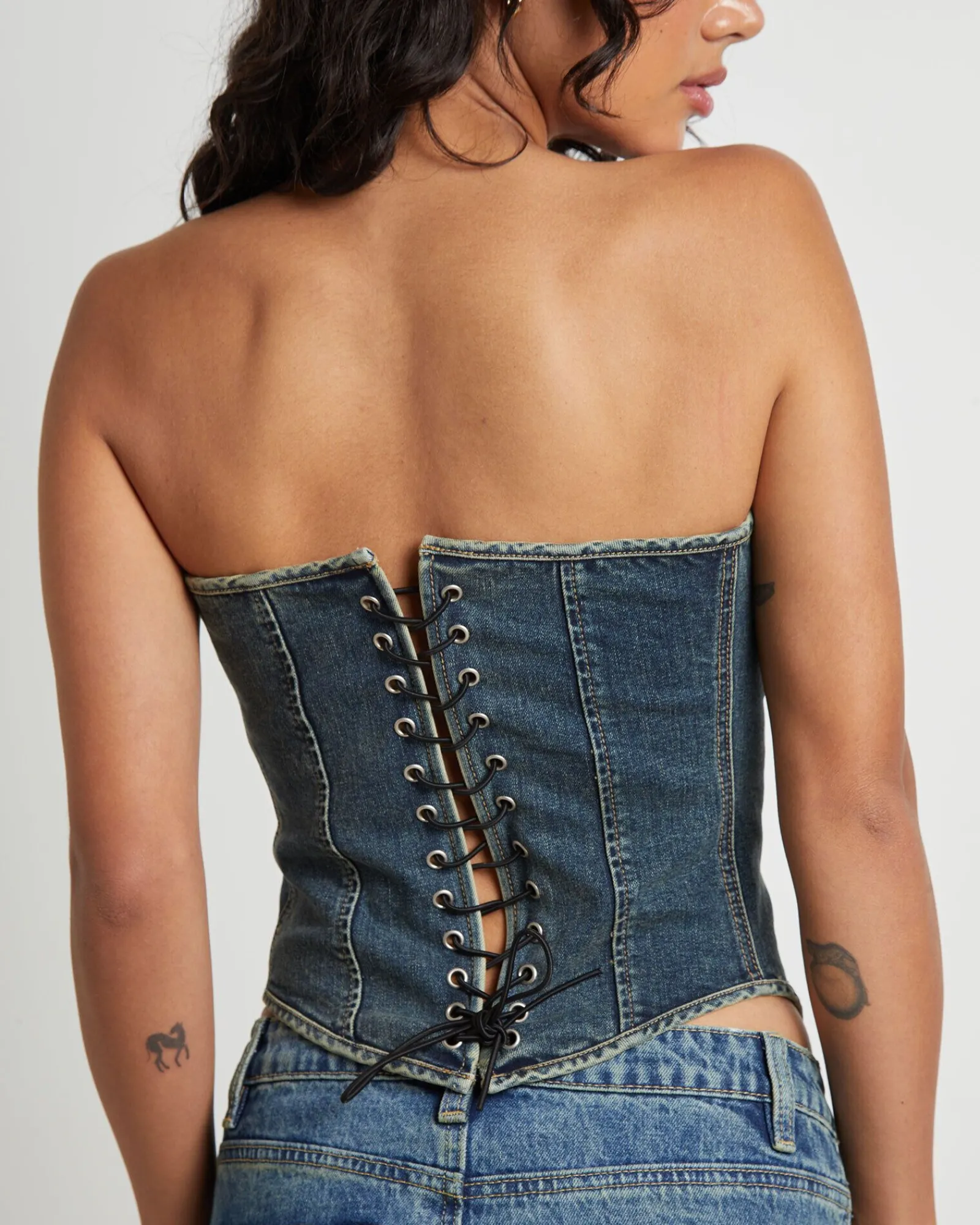 taytum_hook__eye_front_de_4.webp Online NEON HART Taytum Hook + Eye Front Denim Corset In Vintage Tint