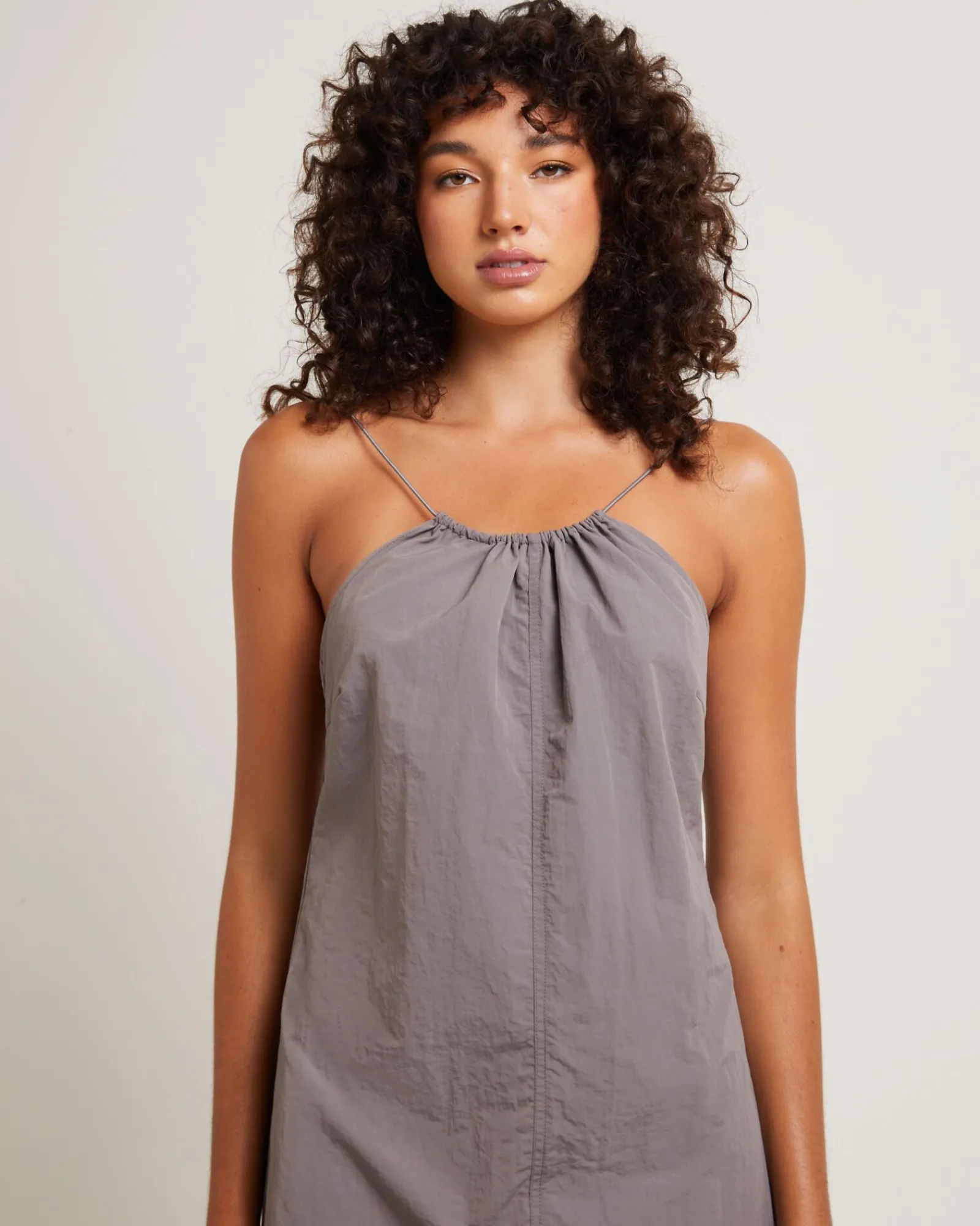 tech_halter_neck_mini_dre_5.webp Outlet INSIGHT Tech Halter Neck Mini Dress In Peat