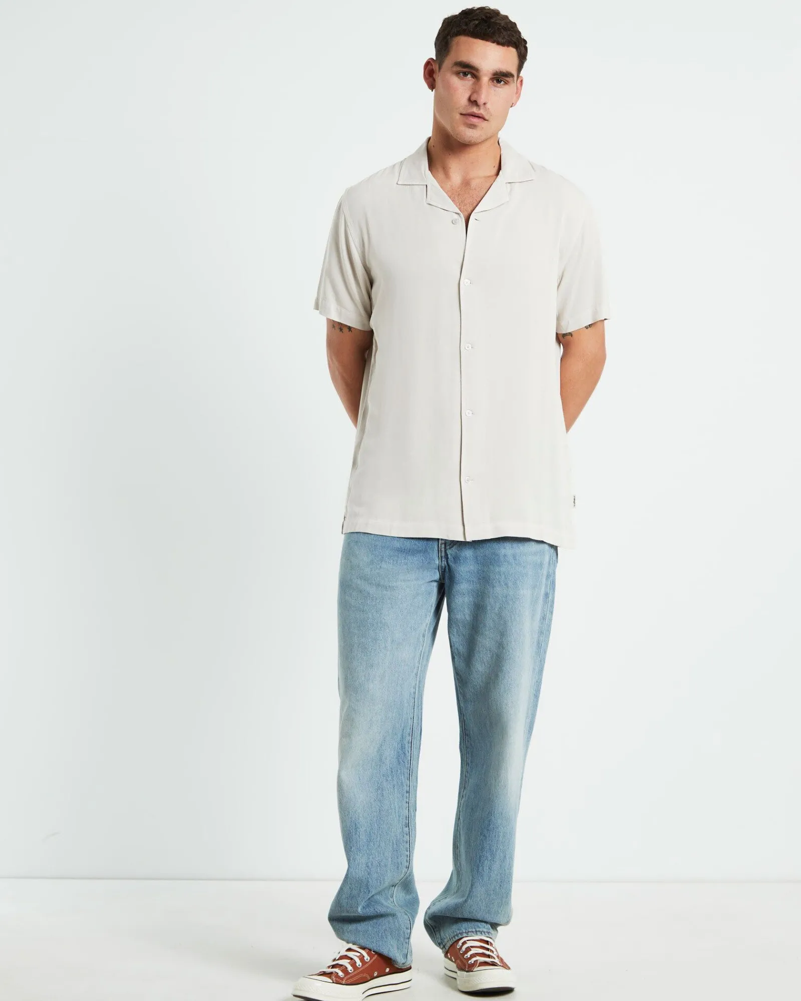 the_reckoner_short_sleeve_2.webp Sale INSIGHT The Reckoner Short Sleeve Shirt Stone