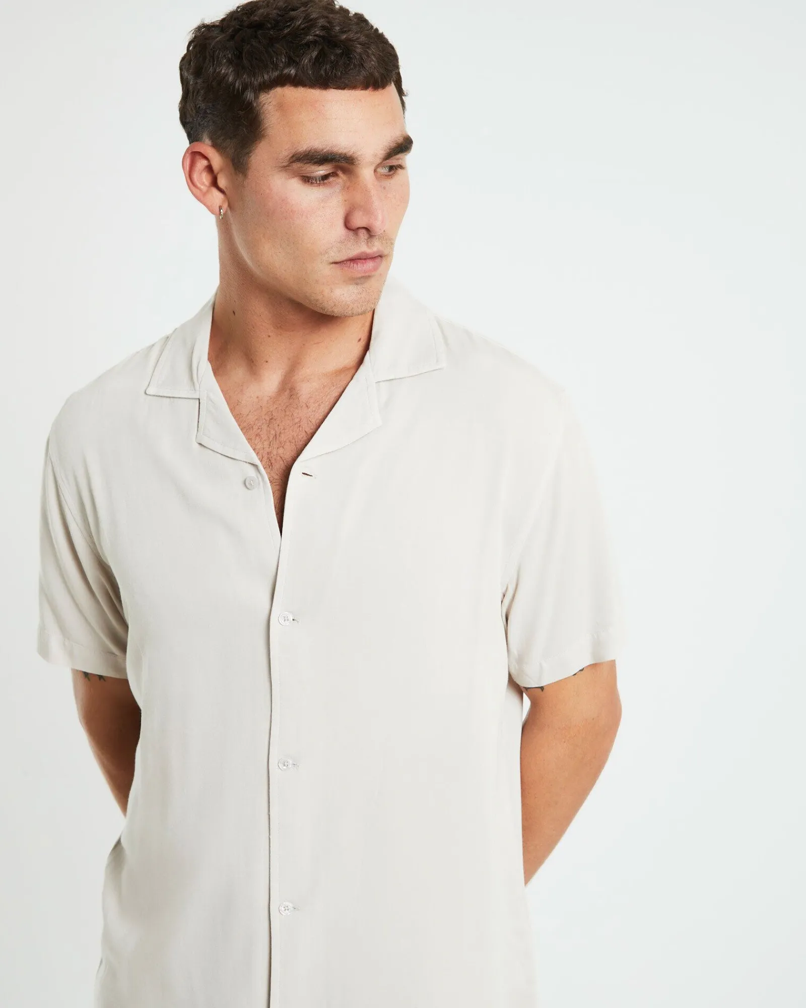 the_reckoner_short_sleeve_4.webp Sale INSIGHT The Reckoner Short Sleeve Shirt Stone