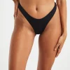 Fashion SUBTITLED Thong Bikini Bottoms In Black