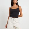 Fashion INSIGHT Thrills Pointelle Tank Top In Pitch Black