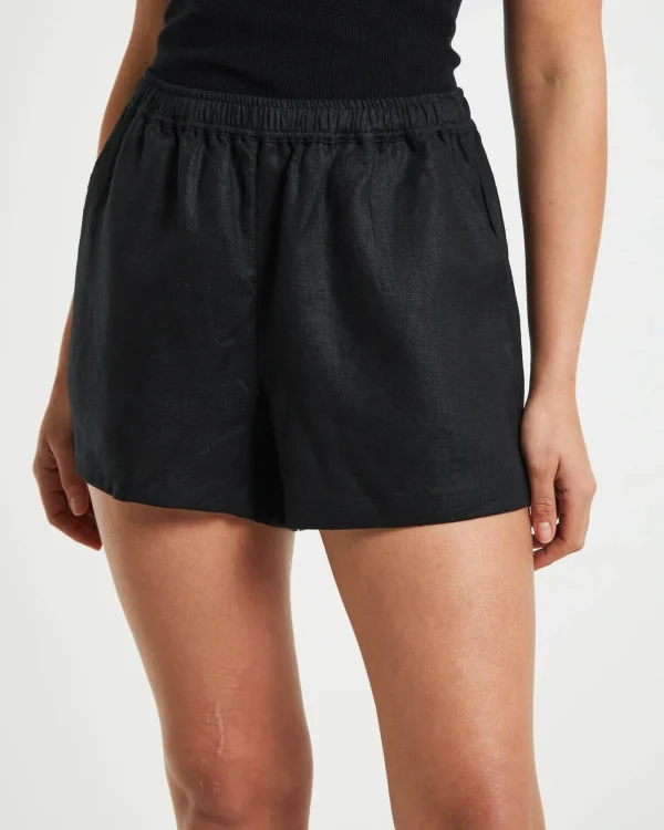 Outlet SUBTITLED Tide Linen Shorts In Black
